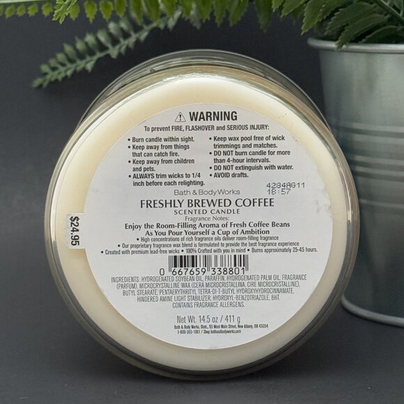 BBW Freshly Brewed Coffee (Coffee) Bath & Body Works 3 Wick Candle - Picture 9 of 10